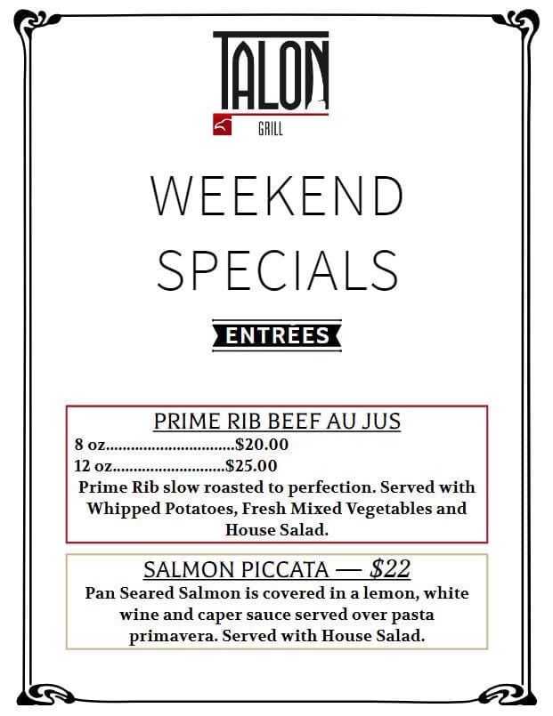 WEEKEND SPECIALS